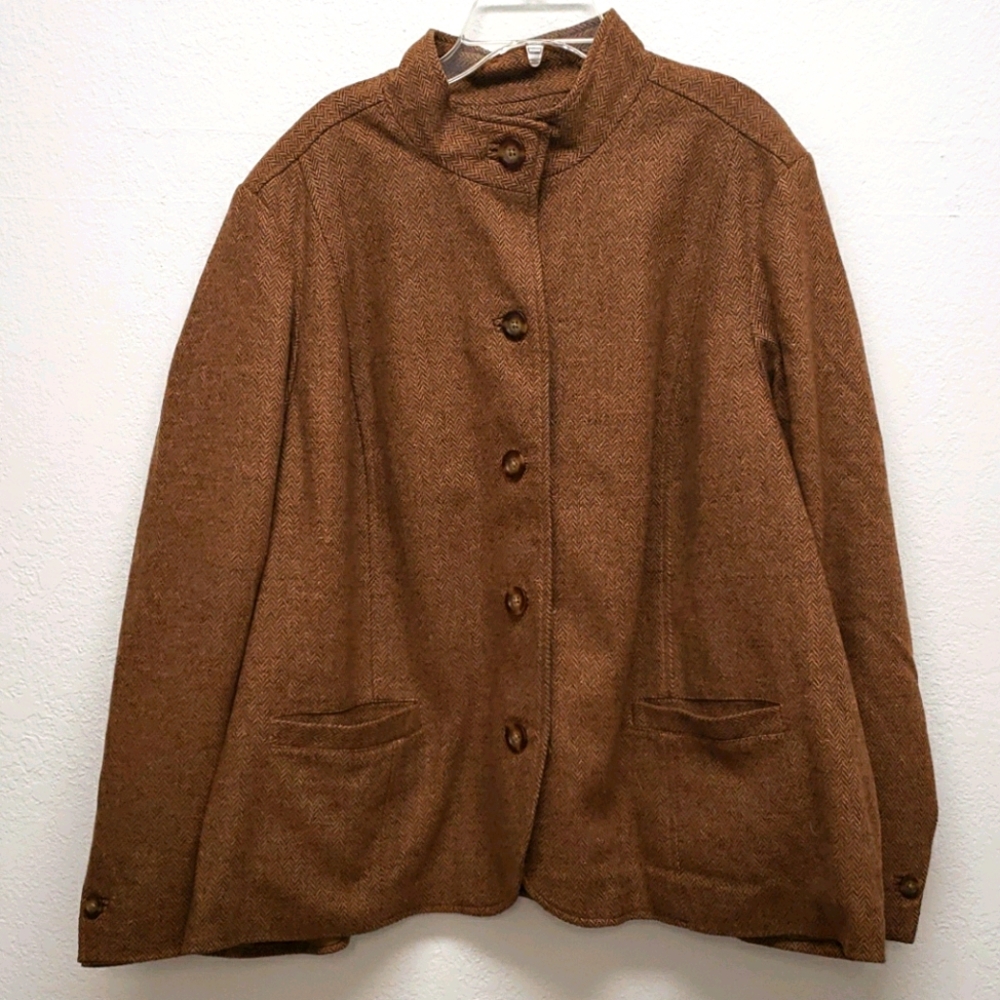 Lands End Herringbon Wool blend coat size 26 W